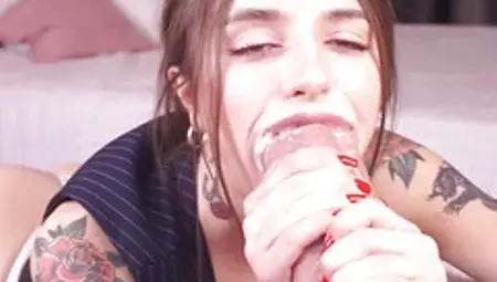 Petite Teen Deepthroat Practice with Giant Dildo