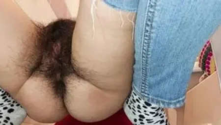 Hairy brunette pussy, big tits, sensual hairy woman in the kitchen. Sexy mom, hairy pussy, big ass,