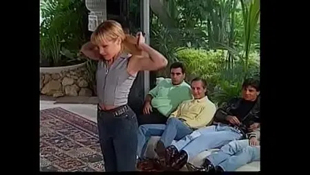 Famous director Rocco Siffredi exacerbate a task for juicy blonde teen Sandy Balestra:now she has to satisfy 14 horny guys at one time