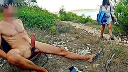 GENTLYPERV MEETS A PERVY GIRL ON A BEACH  During an exhibitionist day at the sea I find a cute woman