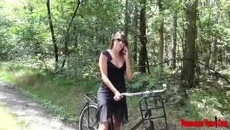 Daphne explores the outdoors with a guy boasting a large member
