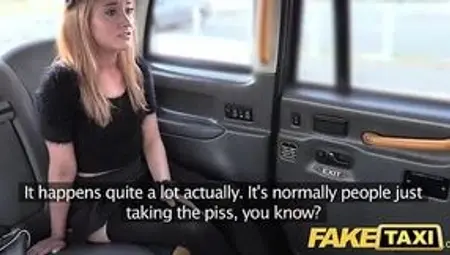 Tiny Blonde in Thigh-High Stockings Gets Fucked in Fake Cab