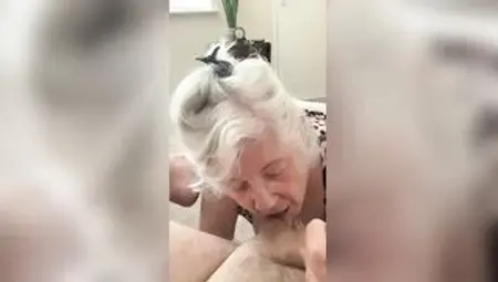 UK top grandmother blows her studs penis