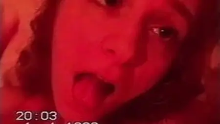 Retro VHS style sextape with young Russian couple