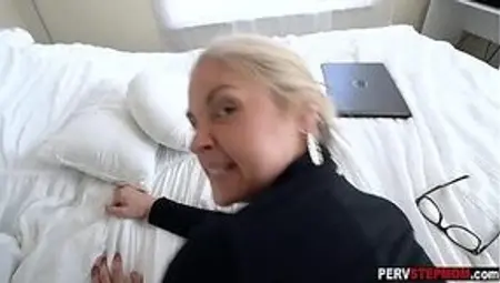 Blonde MILF craves a fresh round with her well-endowed stepson