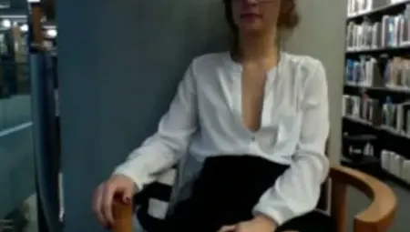 Sexy brunette friend in lusty mood chats with  me from library
