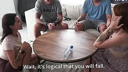 Horny teenagers play spin the bottle