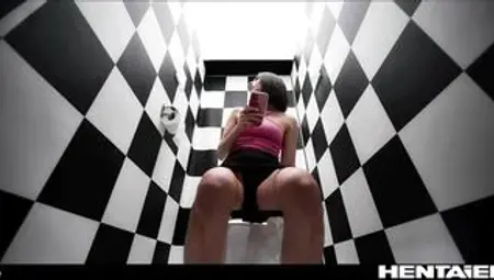 Aliens fuck and creampie Eve Sweet in a public toilet