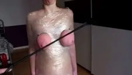 extreme tits punishment, wrapped in plastic