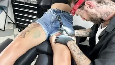 Fiance caught cheating on a tattoo artist. As a reward, she gets screwed rough by 2 men!
