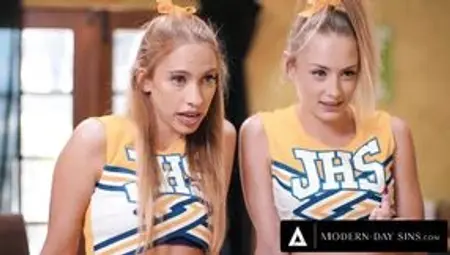 MODERN-DAY SINS - Teen Cheerleaders Kyler Quinn and Khloe Kapri CUM SWAP Their Coach&#039;s BIG LOAD!