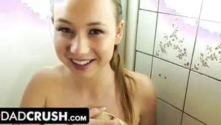 DadCrush - Peeping Stepdad Whips Out His Big Penis While Watching His Adorable Step Daughter Taking A Shower