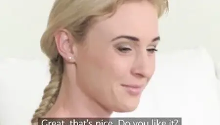 FemaleAgent. mother I'd like to fuck agent screws breasty cutie to climax with a thong on sextoy