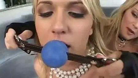 Busty blond haired MILF ties up curvy chick and lets hubby fuck her