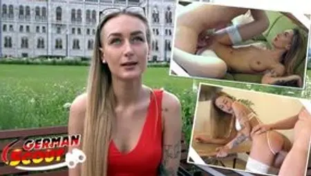 GERMAN SCOUT - Fit slim teen Elena pickup and raw fuck at model job casting