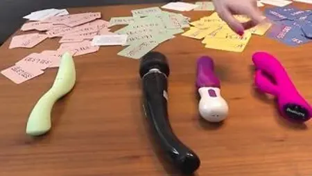 Sexy Amateur Foursome Play a Game Before Having Hot Lesbian Sex With Toys