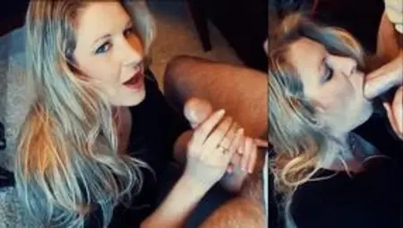 Amateur Blonde MILF Stepmom Blowjob Stepson and Swallow POV Sextape - Oral Amber
