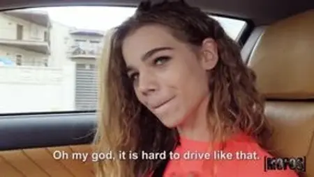 Hitchhiking bimbo with small cans gets pleasantly fucked outdoors