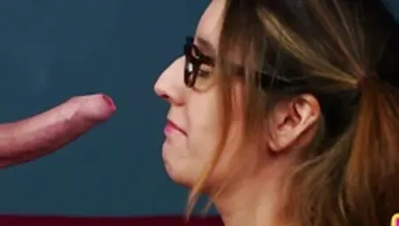 CFNM amateur 21yo cutie with glasses giving BJ to her BF