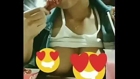 Siskaeee Flashing in restaurants