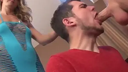 Hot pornstar foot job and cum eating