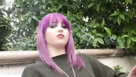POV purple-haired harlot adores wrapping her lips around the boyfriend's shaft