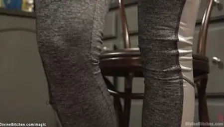 Sexy wife pegging husband at home