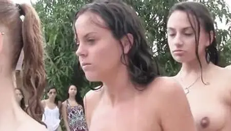 Kinky lesbians humiliated and pussy stretched with big dildo