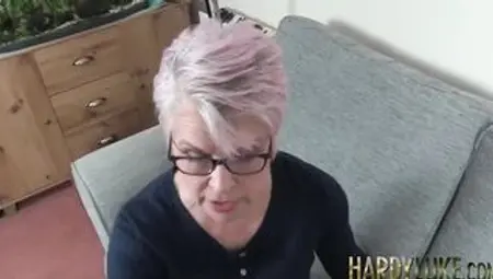 Busty mature granny sucking big cock after sensual handjob