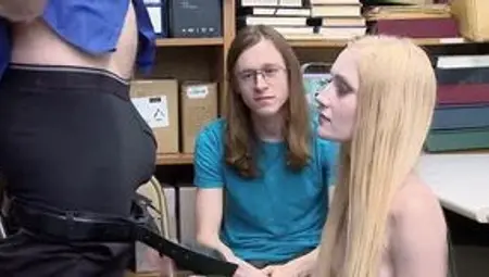 Sensual woman screws guard while her friend watches