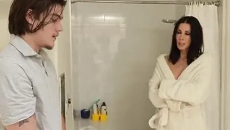 AuntJudysXXX - Breasty Older Step-Aunt Shay Sights Catches Her Step-Nephew Watching Her in the Shower