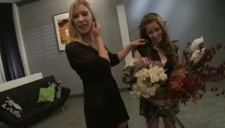 Ginger cunt slut rides dick while blonde is watching