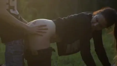 Brunette teen Amber Nevada had gentle sex with bf in the park