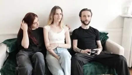 Amateur trio – 2 French femdom-goddess share a favourable dude.