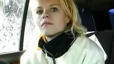 Blonde teen from Germany stuffing a candle in her tight muff