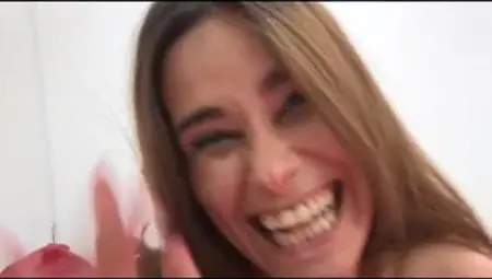 Ordering a hamburger with a dildo inside her pussy! Natalia