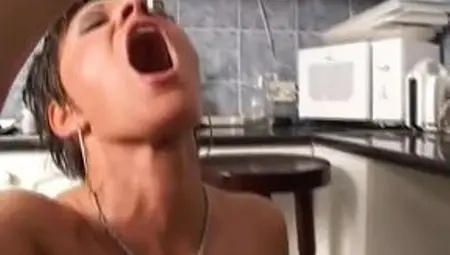 A shorth haired German slut gets destroyed by a loaded pecker