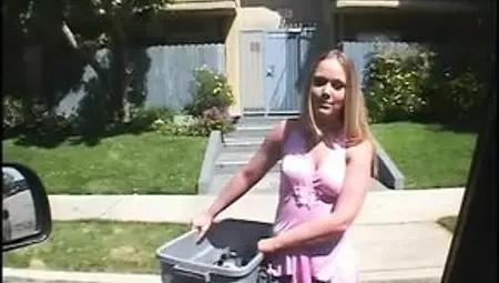 Horny blonde sucks a large cock and nuts