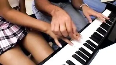 Nice-Looking teenager snatch bangs piano teacher