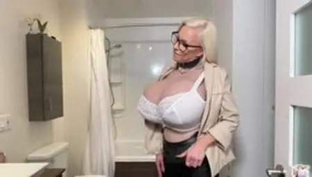 Fetish Self Facial Cumshot and Tits Inflation - Can't Wait to Take Out My Huge Cock Out of My Leather
