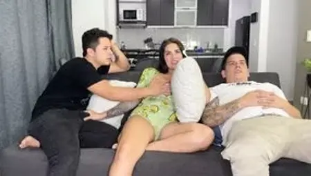 Cuckold husband cooking while I fuck with his best friend and Creampie- Sara Blonde and Logan Salamanca