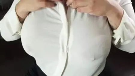 The office messenger looks at my big tits, I get turned on and touch my pussy and ass for him.