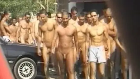 Magnificent French Blonde Sucks Several Big Dicks in Outdoor Gangbang