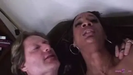 Two white men help the skinny ebony cutie orgasm by pounding and giving her facials