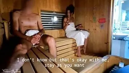 SAUNA ADVENTURE: a sexy woman sees my hard cock and she doesn't resist