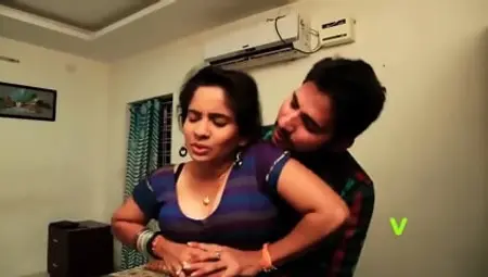Indian Housewife Aunty Varsha Romance with Husband Friend in Bedroom on Saree Hot Telugu Short Film