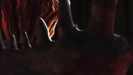 Alien fucks rough a Hot blonde into her butt into the fire cave