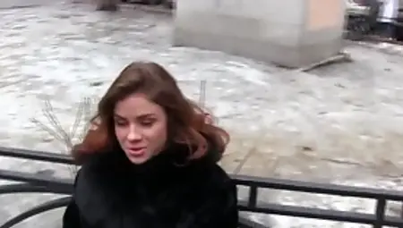 Hottie in fur coat nailed by stranger for free