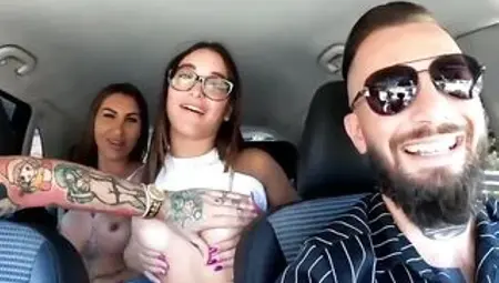 Sara Diamante, Matilde Torres in auto con Ladymuffin And Tommy A Canaglia sesso lesbian in strada