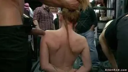 Blonde Double penetration screwed in public sex shop